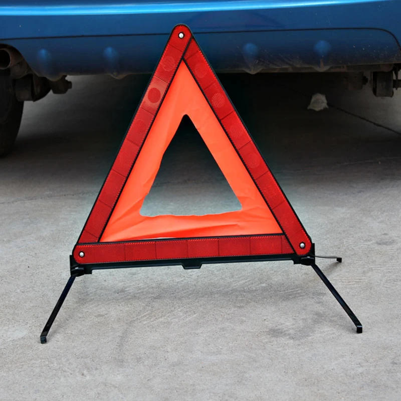 삼각형 반사형 차량 고장 표지판: 필수 접이식 삼각대 스트립