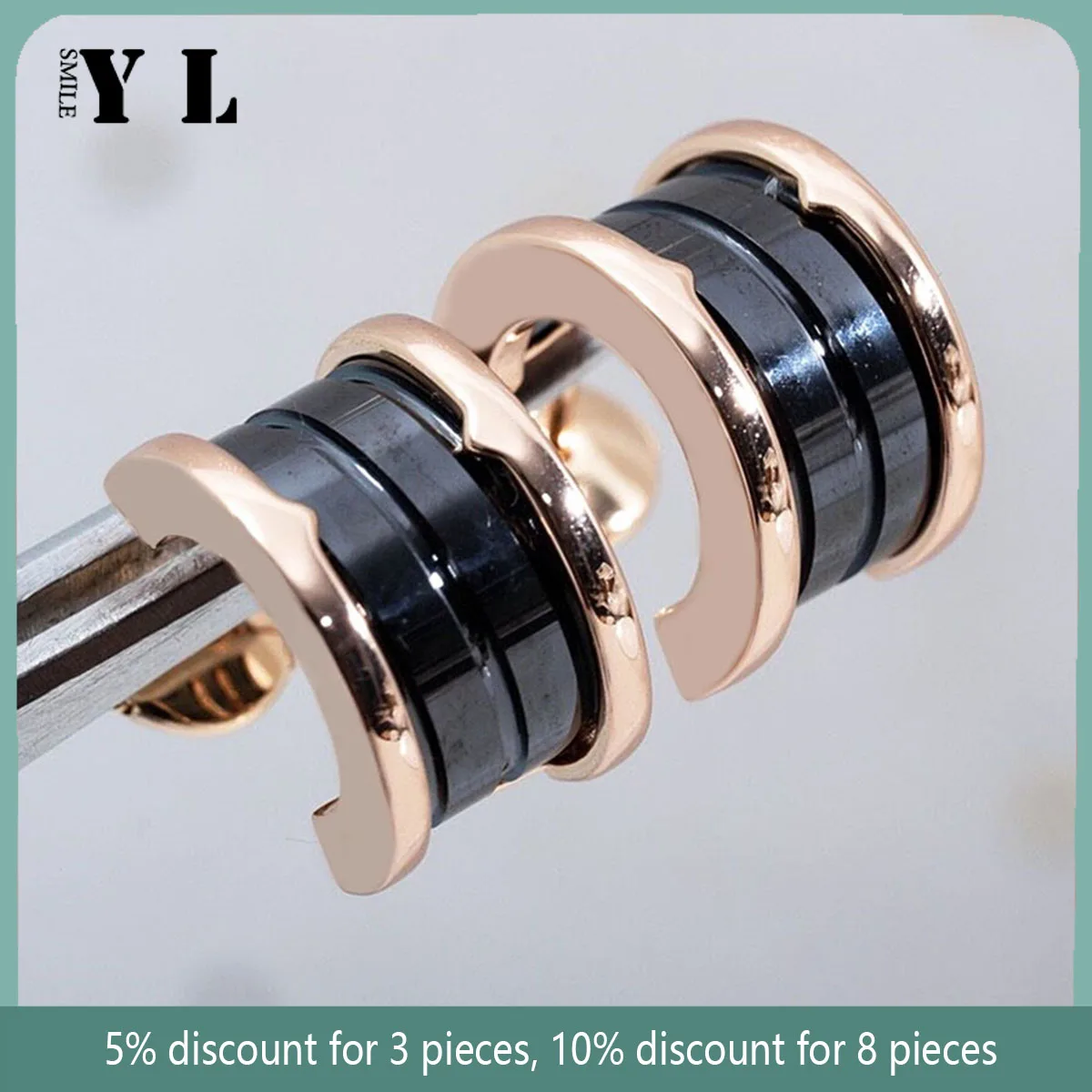 

Classic Rose Gold Black and White Ceramic Earrings with Light Luxury Temperament Fashion Brand Party Luxury Jewelry