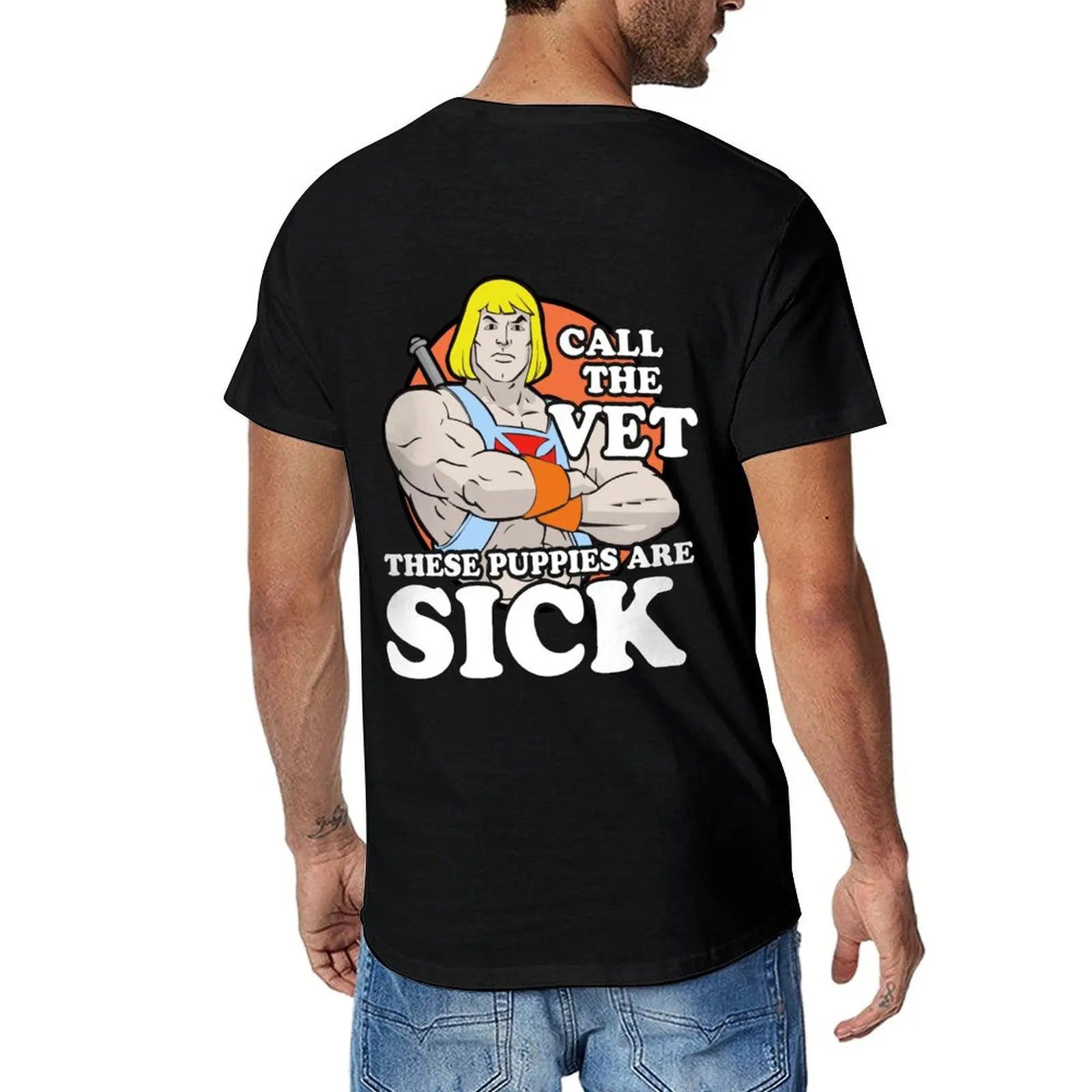 

Masters of the Universe He-Man Call the Vet, These Puppies Are Sick Men's Short Sleeve Graphic T-Shirt