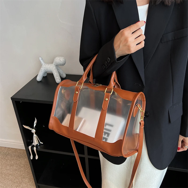 

Waterproof Transparent PVC Travel Duffle Casual Journey Shoulder Bag for Women Men Large Capacity Tote Leisure Travel Handbags