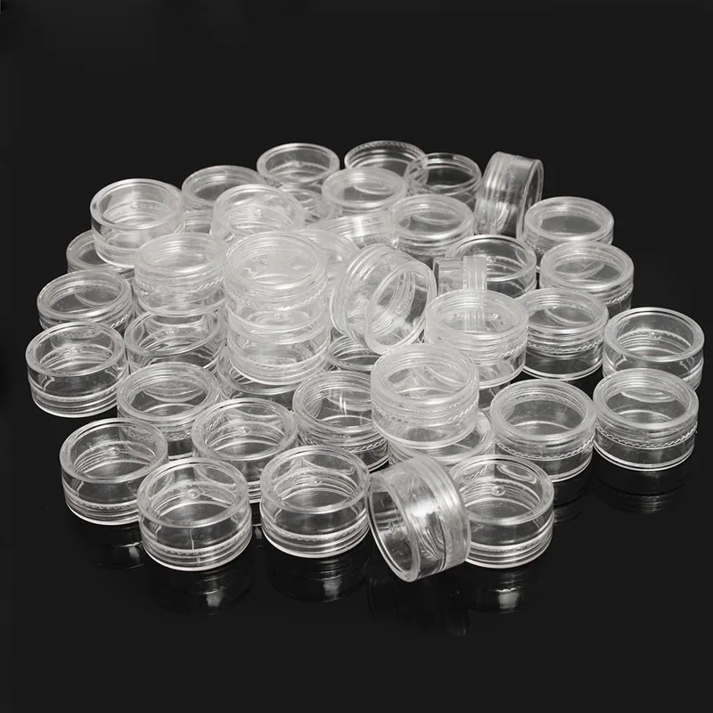 10pcs Round Clear Plastic Containers Beads Crafts Jewelry Display