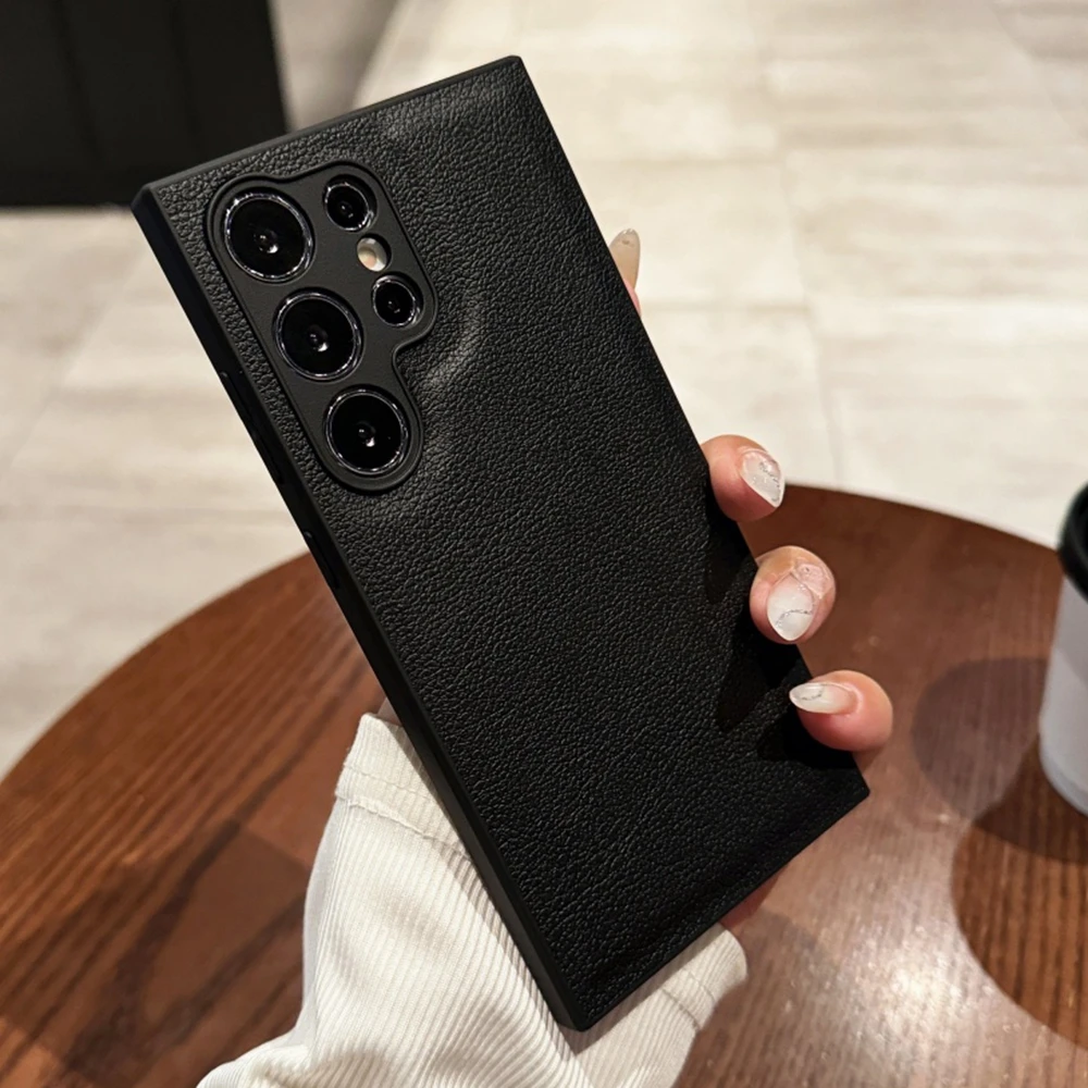 Luxury Leather Texture Matte Phone Case - Solid Color Shockproof Soft Bumper Cover