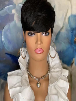 Wigs suitable for women, elf style short hair, available in black and other colors, short layered wavy synthetic wigs suitable 1