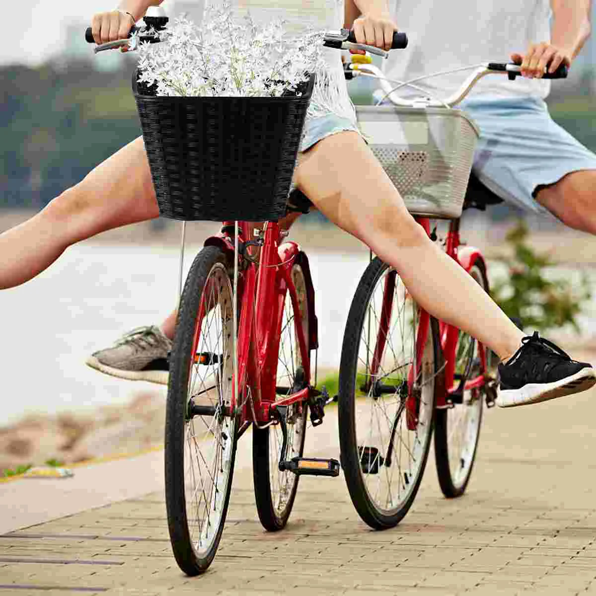 

Wicker Bike Basket Rattan Hand Woven Front Handlebar Basket Detachable Accessories