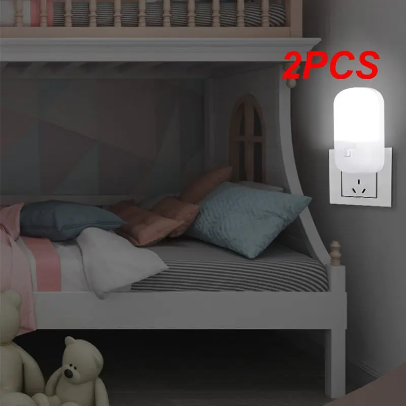 

2PCS Energy Saving 3W Night Light Plug-in LED Feeding Socket Lamp Indoor Lighting Bedroom Night Bedside Lamp US/EU Two-color NEW