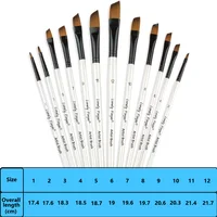 Angular Paint Brush,12pcs Nylon Hair Angled Paint Brushes Set Art Paintbrush for Watercolor, Acrylic, Gouache, Oil Painting 2