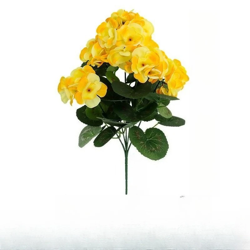 10 Stück Künstliche Blumen Seidenblüten Grüne Pflanzen Hotel-Dekoration Kunstblumen Simulierte Orange Geranie Hortensien-Bouquet