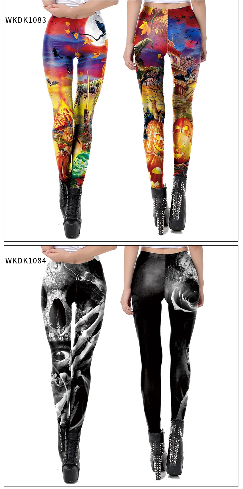 Nadanbao Halloween lustige Weihnachts feier Leggings Frauen Skelett druck sexy Strumpfhose Hose weibliche mittlere Taille elastische Hose – Detail 9