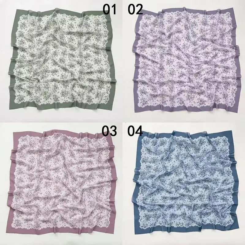 2025 New Fashion 110X110CM Printed Square Scarf for Women Muslim Headband Hijab Lady Bandana Party Accessories Scarf Hairband ﻿