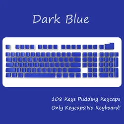 Pudding Keycap Set: OEM Profile PBT, 108-Key, RGB Backlit, Customizable (Dark Blue)