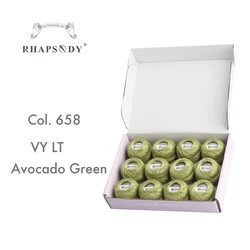 Rhapsody Pearl Cotton Embroidery Thread - Size #8, Egyptian Mercerized Cotton, 128 Vibrant Colors for Crochet and Cross Stitch Crafts (658 LT Avocado Green)