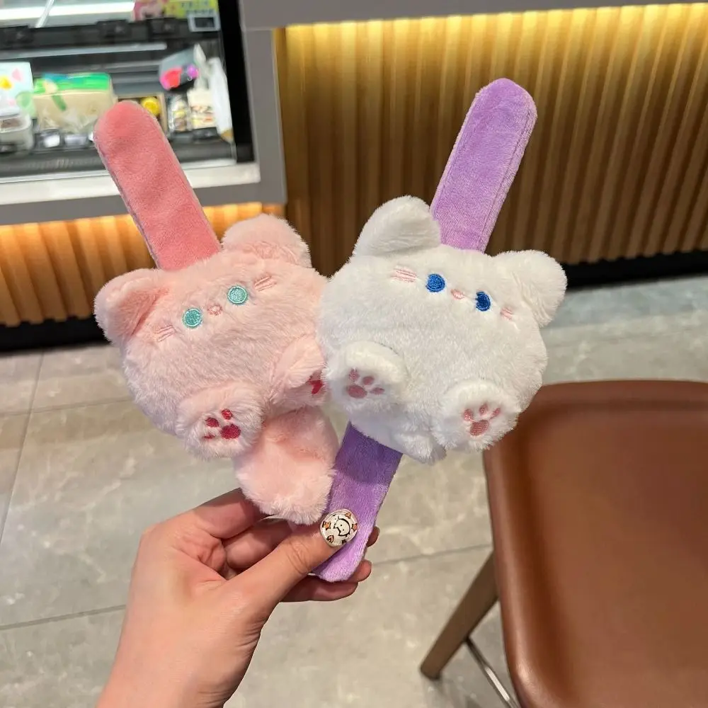 Siamese Cat Cat Slap Bracelet Series Simulation Pink Cat Plush Doll Slap Bracelet Soft Cute Doll Capybara Plush Wrist Band