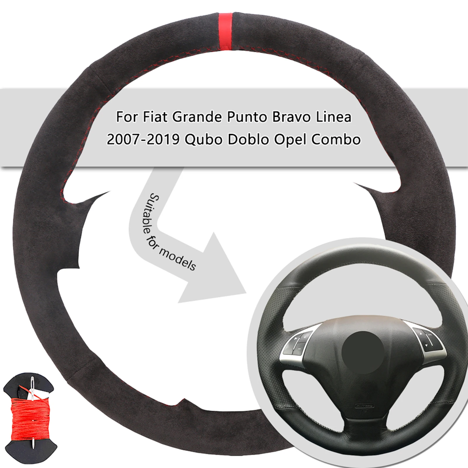 Luxurious Suede Leather Car Steering Wheel Cover