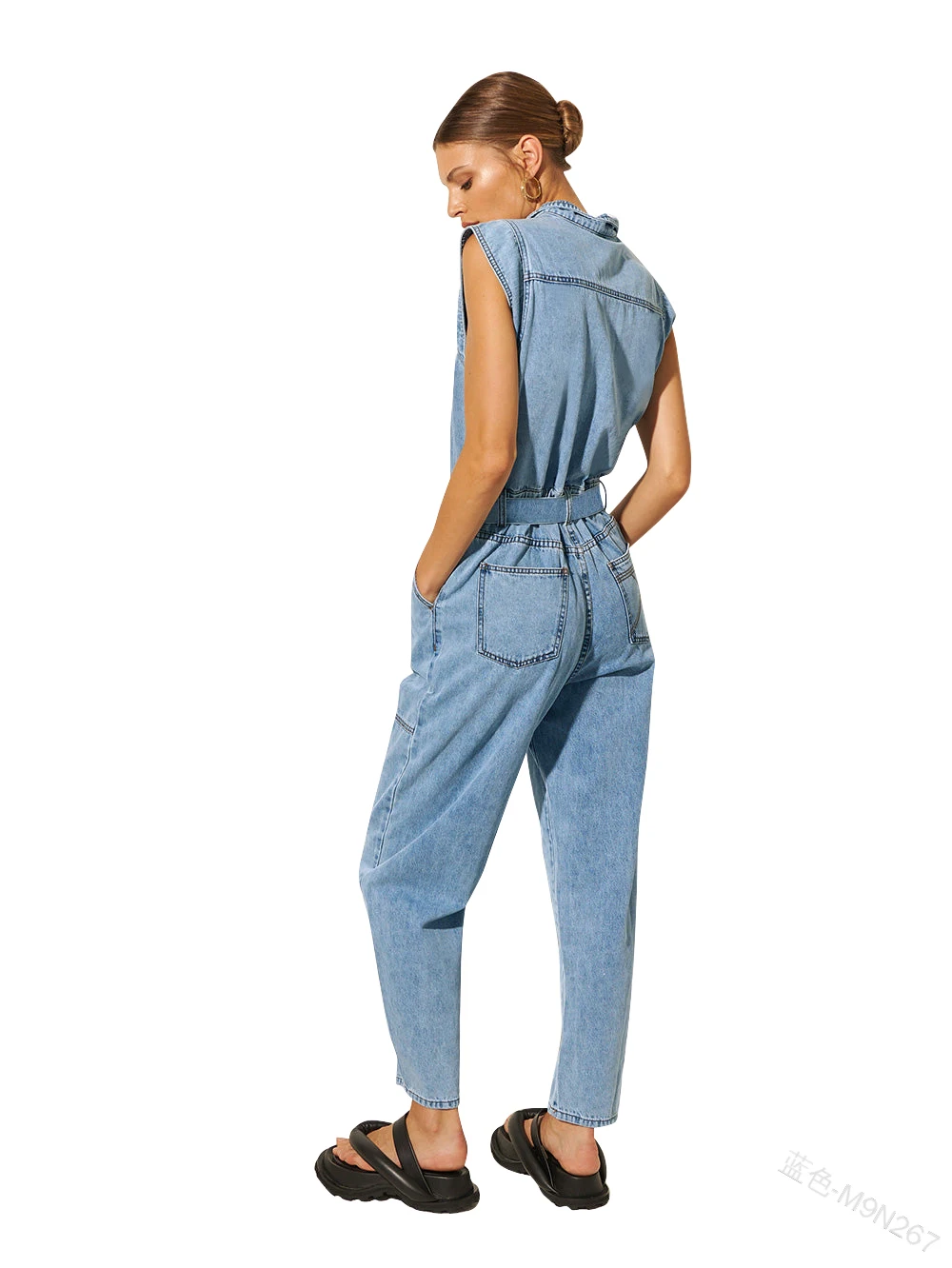 Women's Denim Slim Jumpsuit Jeans 2024 Summer Casual Sleeveless Bodysuits Long Pants Femal High Waist One-Piece Outfits Pants