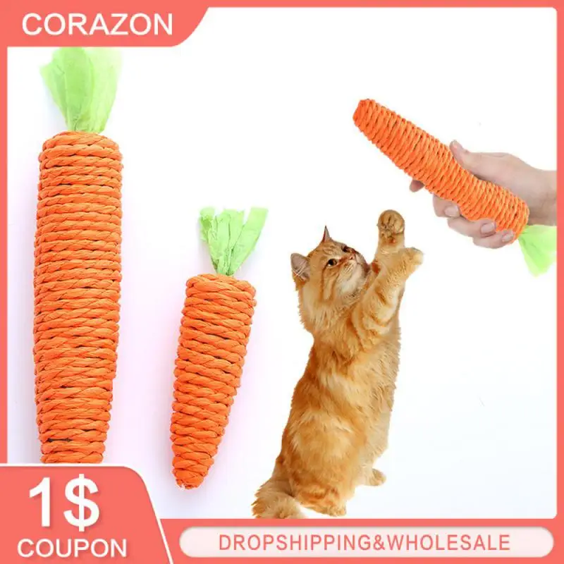 Carrot Pet Cat Toy Paper Rope Chew Toys Built-in Bell Small Animals Cute Pet ToysPet Supplies Tooth Cleaning Toys For Cats Pet Toys Cat Toy