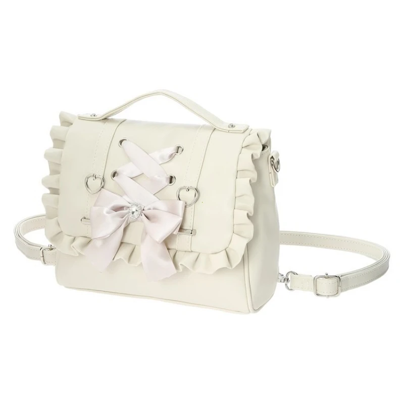 Lolita Knot Women's Bapa Handbag Single oulder Crossbody Double oulder Bag Korean Sle Casual PU Leather Kawaii Backpack Ita Bag