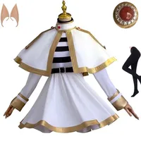 Frieren Costume cosplay Abito Frieren con calze parrucca e orecchie 1