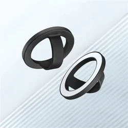 Magnetic Silicone Ring Holder for Phones - Universal Ring - Shaped Grip Accessory (Black)