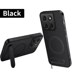 Motorola Signature Carbon Fiber Magnetic Leather Kickstand Case - Matte Finish - moto X70 Air Pro (Black)