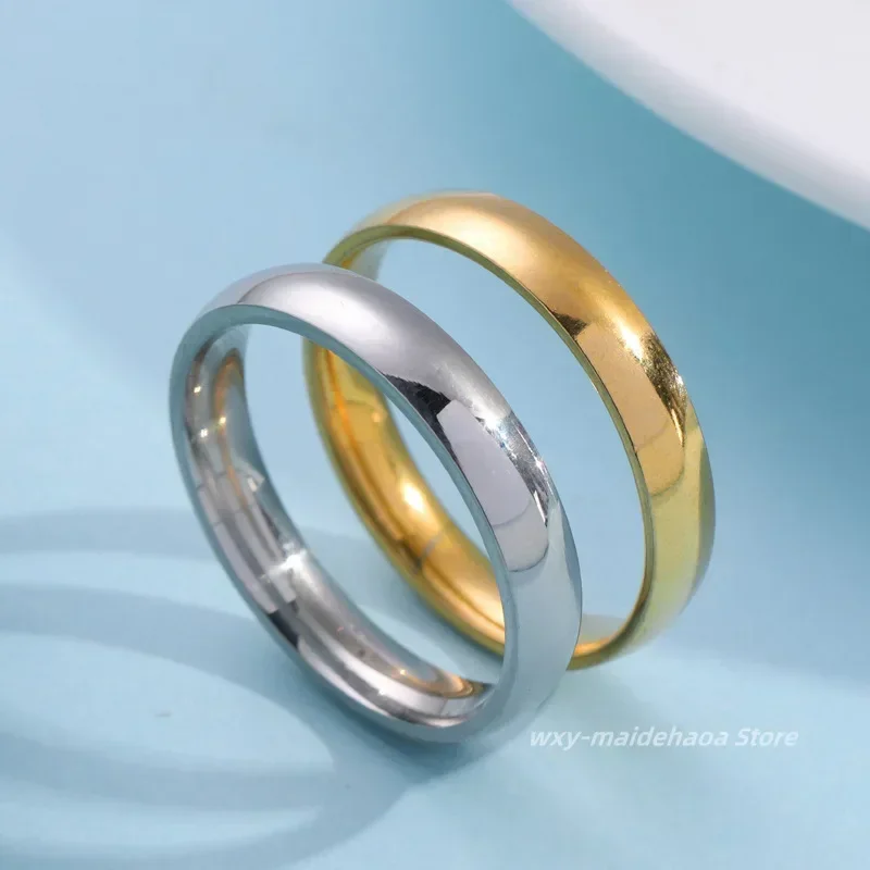 engagement rings wedding rings couple rings fashion rings fashion ring stainless steel rings finger rings metal rings 4mm Stainless Steel Ring for Women and Men Classic Couple Rings Wedding Engagement Jewelry