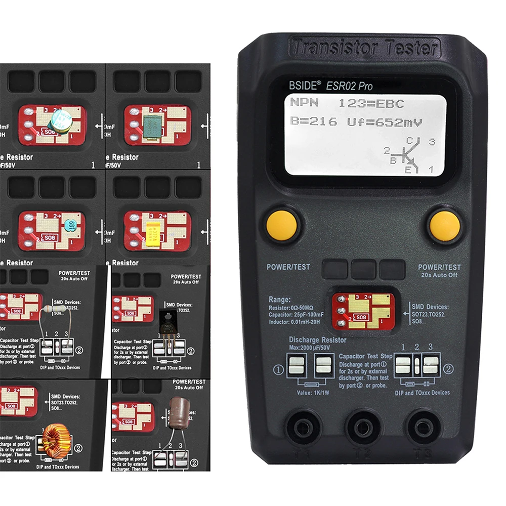 diodo inteligente triode capacitancia resistor medidor lcd mos pnp npn teste 02