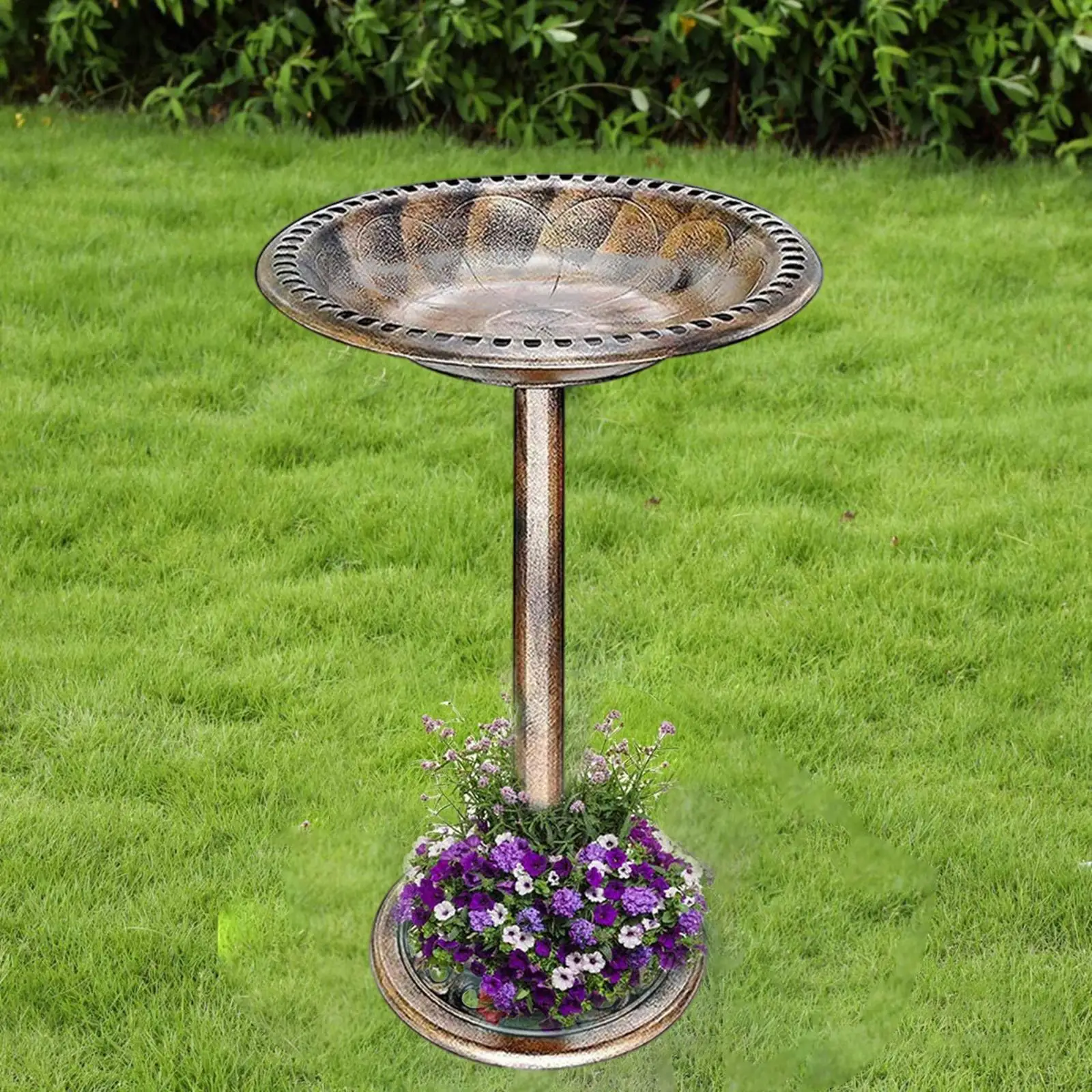 Antique Style Bird Bath Weather Resistant Standing Flower Design Rustic Birdbaths for Courtyard Lawn Balcony Yard Garden