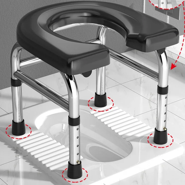 Elderly Squat Toilet Seat Stool Potty Chair for Bathroom Multi Uses Stable Bottom Trong Bearing Capacity Commodes Chairs Folding