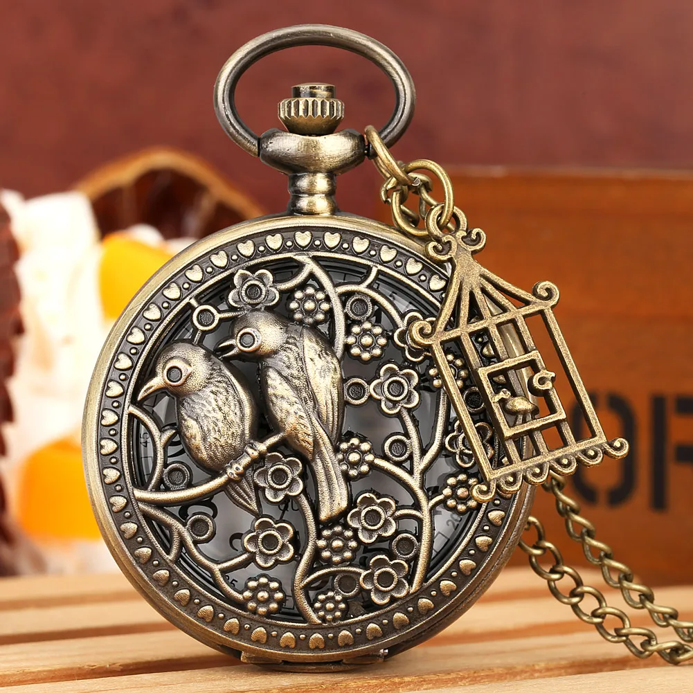 

Elegant Charm Magpie Quartz Pocket Watch Women Necklace Pendant Clock Vintage Stylish Pocket Timepiece Gifts Arabic Numeral Dial