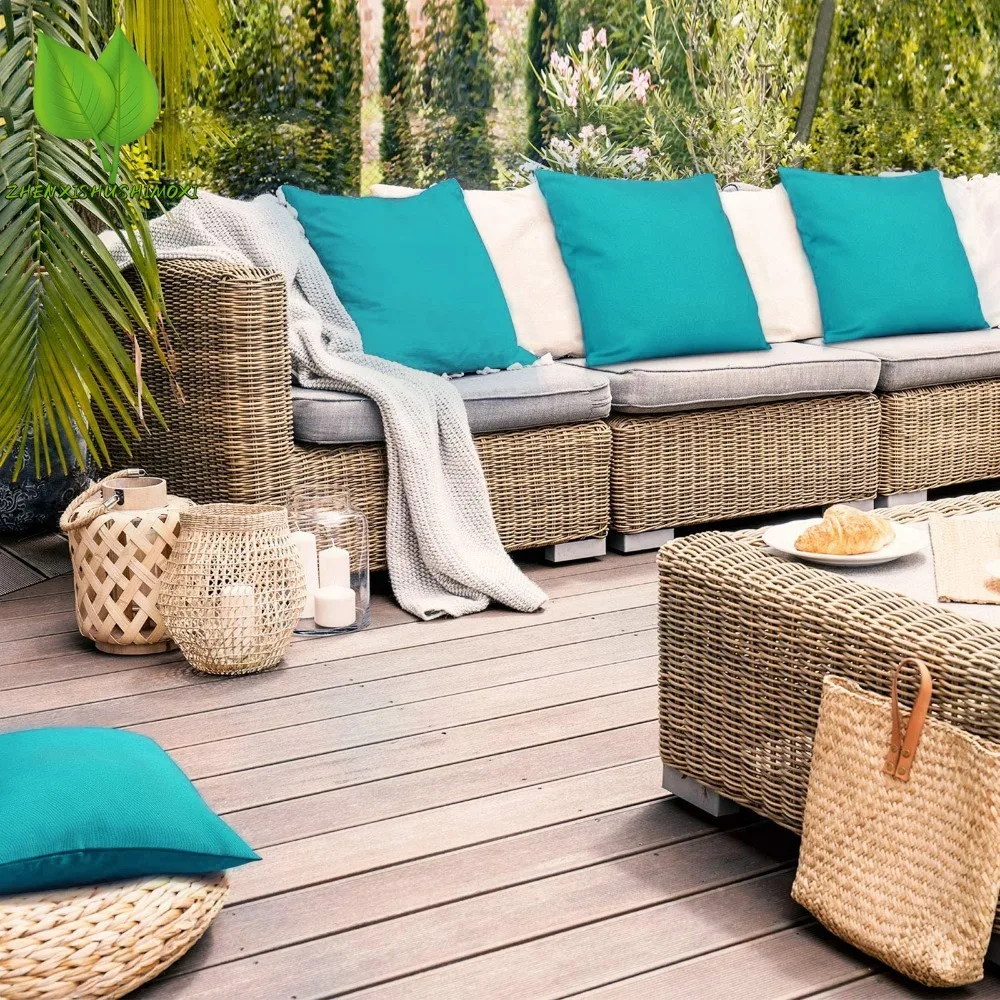 

Waterproof Exterior Cushions Pillowcases Garden Outdoor Cushion Cover Patio Balcony Couch Picnic Pillow Cover 45x45cm 2/4pcs