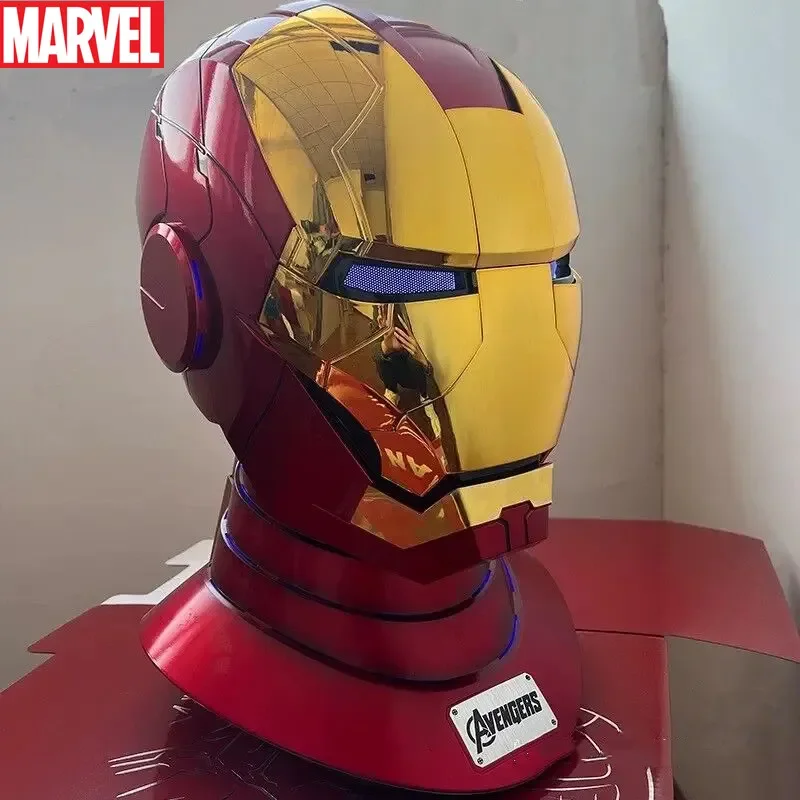 Action Figure Toys Marvel Iron Man Mk5 1:1 Electronic Helmet Automatoc Voice Control With Led Light