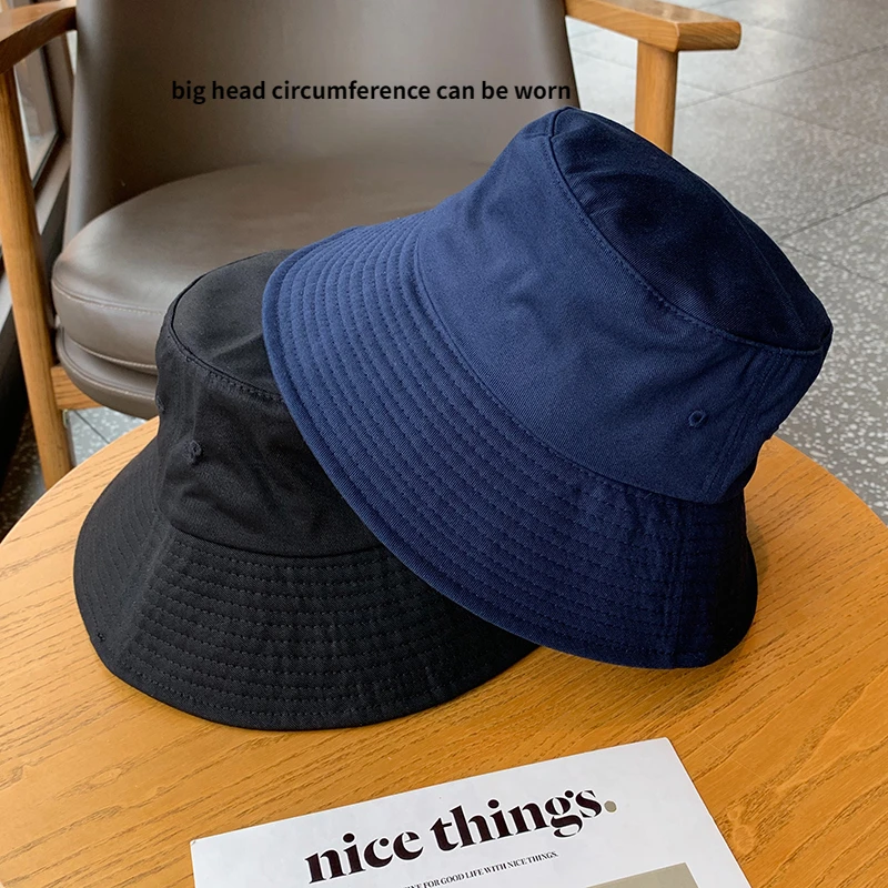 Solid Color for Men XL Big Head Bucket Hats 63CM for Women Summer Fisherman  Hat with Windproof Rope Panama Customized Logo - AliExpress
