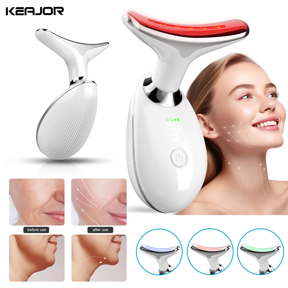 EMS Neck Face Lifting Massager LED Photon Red Light anti wrinkle facial massager facial massage instrument beauty instrument led light therapy tool