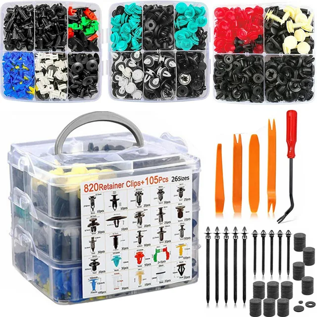 820-100Pcs Car Fastener Clip Kit Push Retainer Clips Body Fender Rivet Clips Retainer Pin Rivet Bumper Door Trim Panel Repair