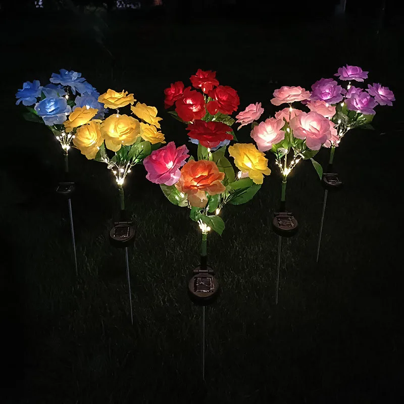 

7 Head Solar Simulation Rose Flower Light Waterproof IP65 Lamp for Garden Yard Lawn Pathway Wedding Party Christmas Decoration