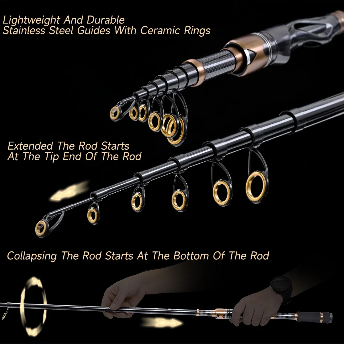 LEOFISHING Carbon Fishing Travel Spinning Rods Telescopic Lure