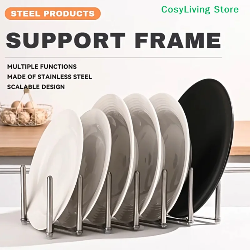 Retractable Foldable Stainless Steel Plate Dish Holder Shelf Pot - Image 3