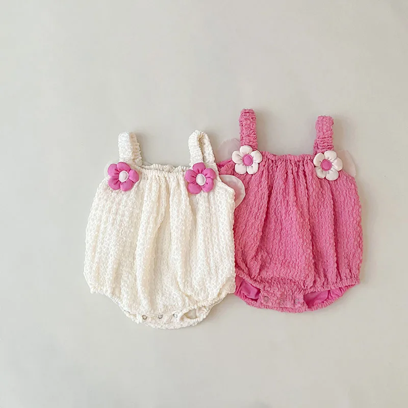 Pink Baby Girls Summer Butterfly Jumpsuit