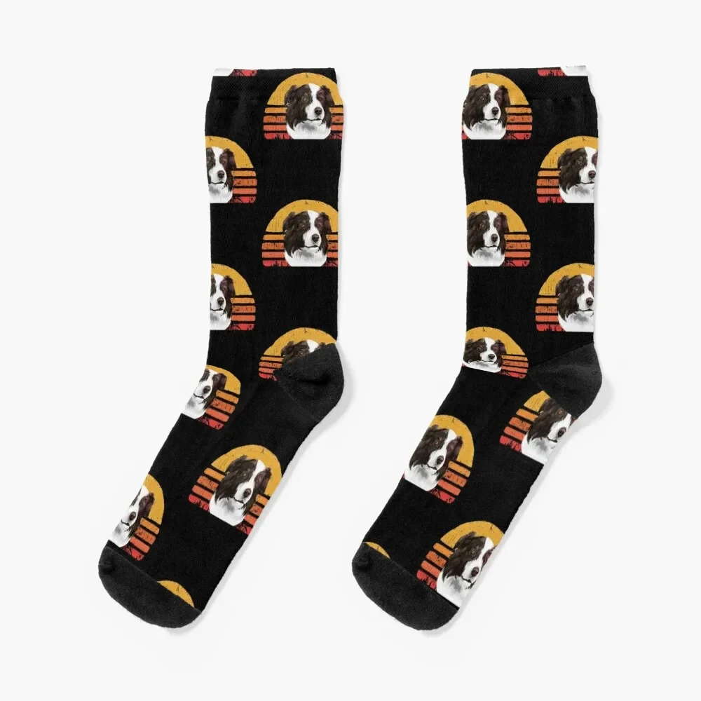 

Border Collie Vintage, Retro Border Sunset, Mom, Dad, Owner, Colli Socks anime halloween cycling Women Socks Men's