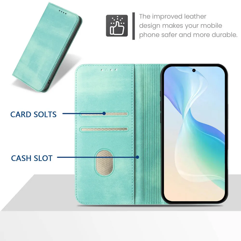 RFID Leather Wallet Case - Luxury Magnetic Book Cover