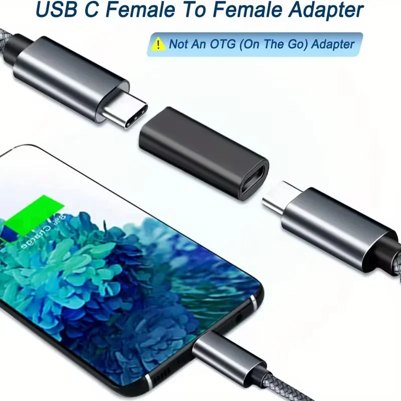 High-Speed Black USB-C Female to Female Connector Extension Coupler