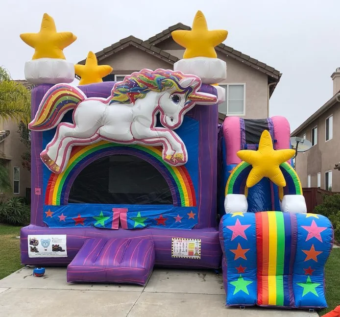 Commercial Inflatable unicorn Bounce House 5 IN1 slide combo jumping castle Inflatable Bouncer Combo For Party Business 2