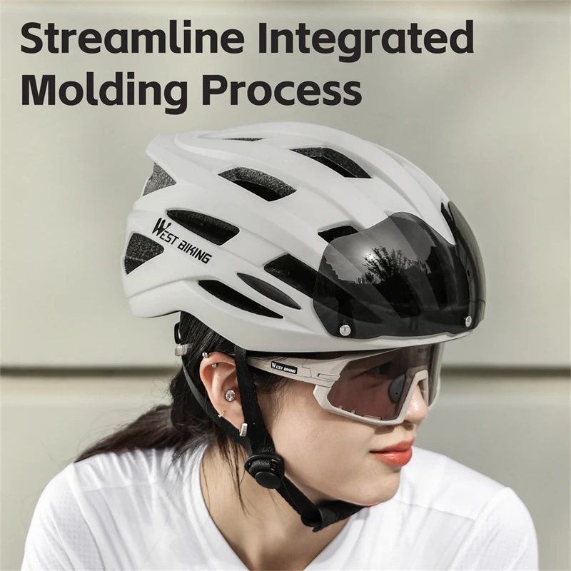 Cycling Caps Magnetic Suction Lens Bicycle Helmet Photochromic Goggles Sun Visor LED Light