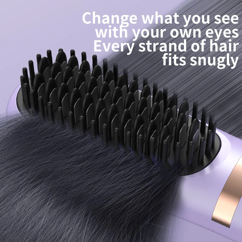 US Plug Straight Hair Comb 3rd Gear Adjustment Mini Ionic Hot Comb Straightener Lightweight Protable Straightening Brush