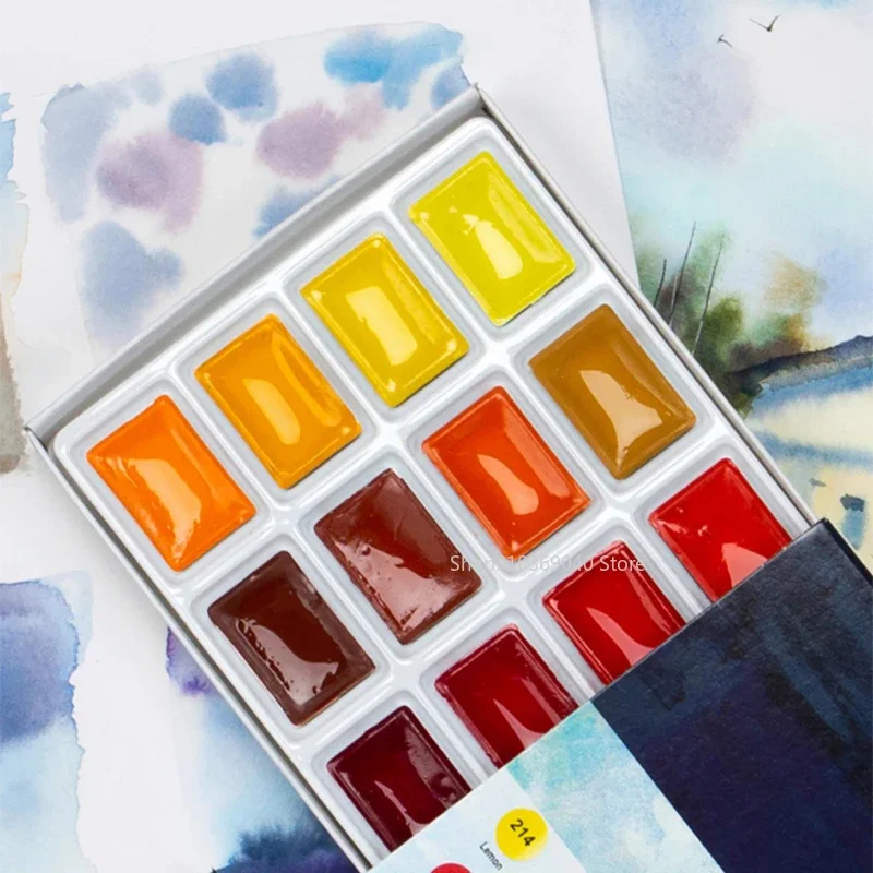 Russia 3K White Night Ladoga Academy Solid Watercolor Single Block 41 Color Watercolor Paint Full Block Beginner Art Supplies 4