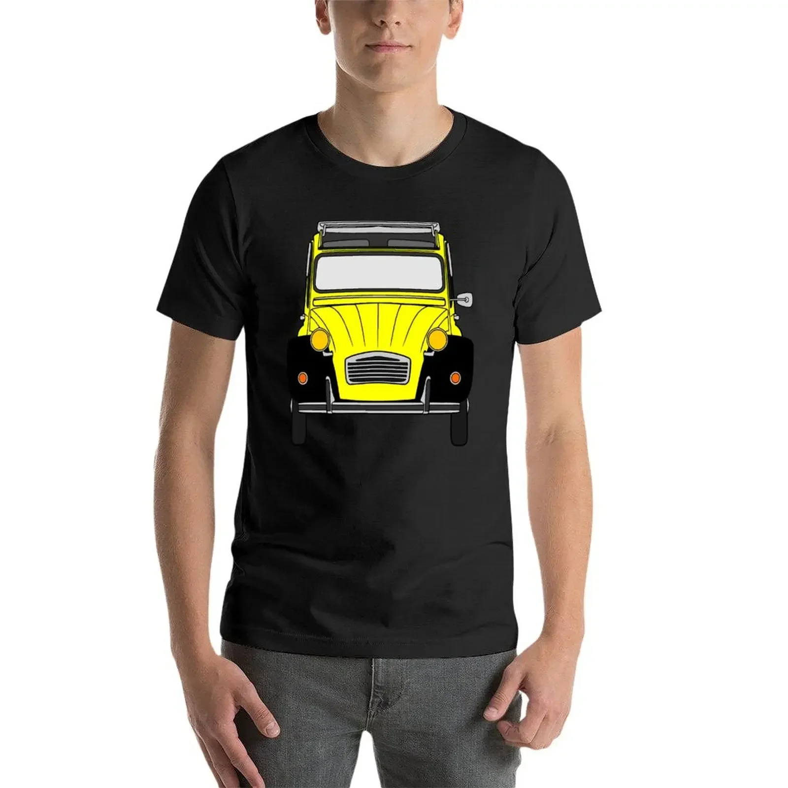 Vintage Yellow and Black Citroen 2CV Graphic Oversized T-Shirt