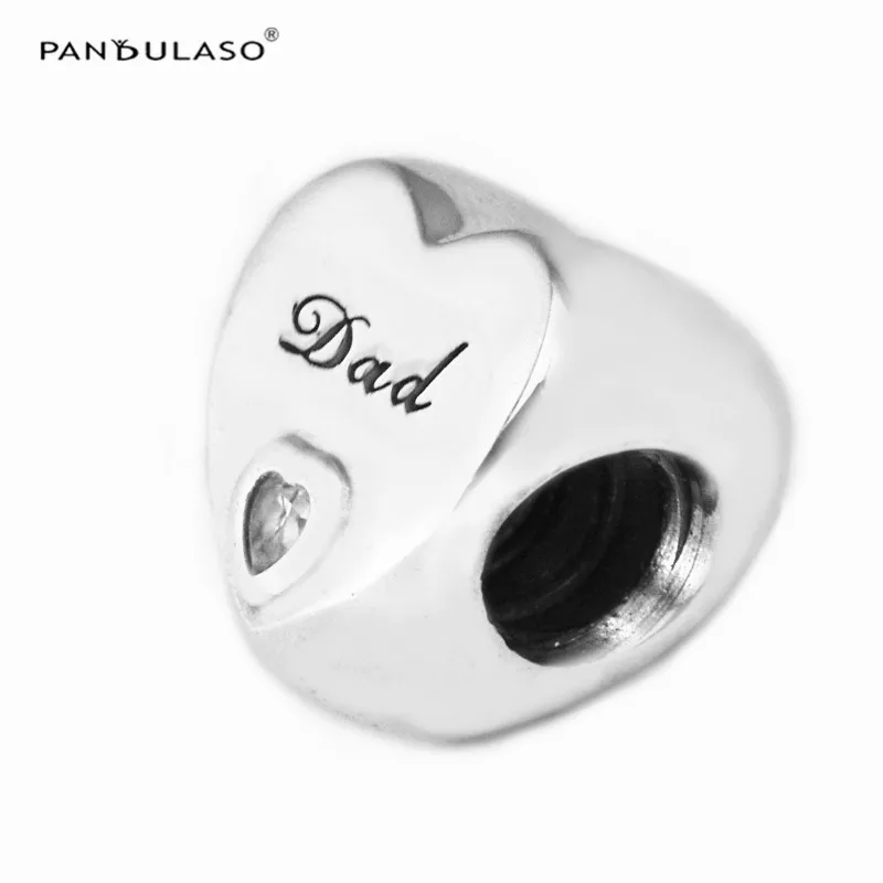 

Dad's Love Charm Clear CZ Bracelets Charms For Jewelry Making Authentic 925 Serling Silver Jewelry Woman DIY Girls Beads