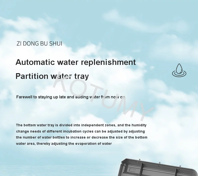 Description Picture 6 of item24/36 Small Household Eggs Hatching Machine Used To Hatch Chicken, Duck, Goose And Quail Eggs Automatic Water Replenishment 220V