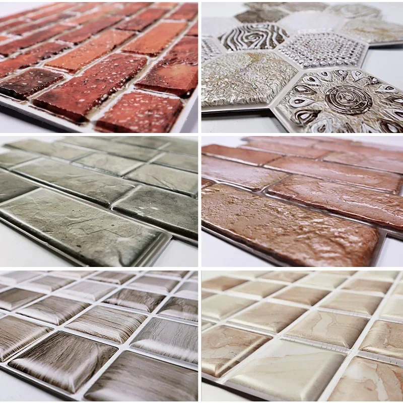 20pcs Self-Adhesive Wall Tile Stickers DIY Stone Pattern 3D PVC Wallpaper Wall Panel Home Decor Waterproof Wall Paper. slate tile gap tightening adjustment vacuum suction cup tile stone background wall seamless splicing tool