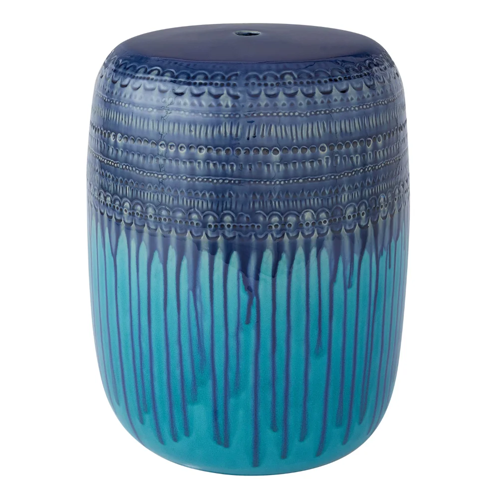

Blue Teal Glazed Ceramic Garden Stool, 17" 13.50 X 13.50 X 17.00 Inches