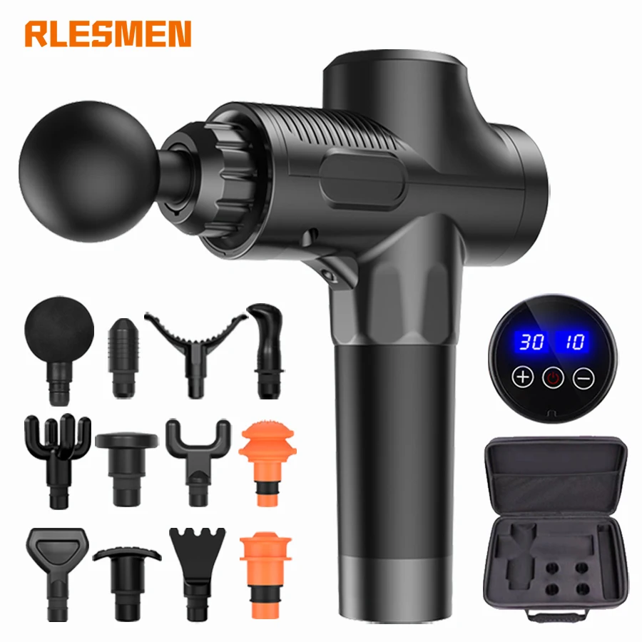 

RLESMEN Professional Massage Gun 12 Heads Electric Muscle Massager Handheld Fascial Gun Relaxation For Men Adult Bodybuilding